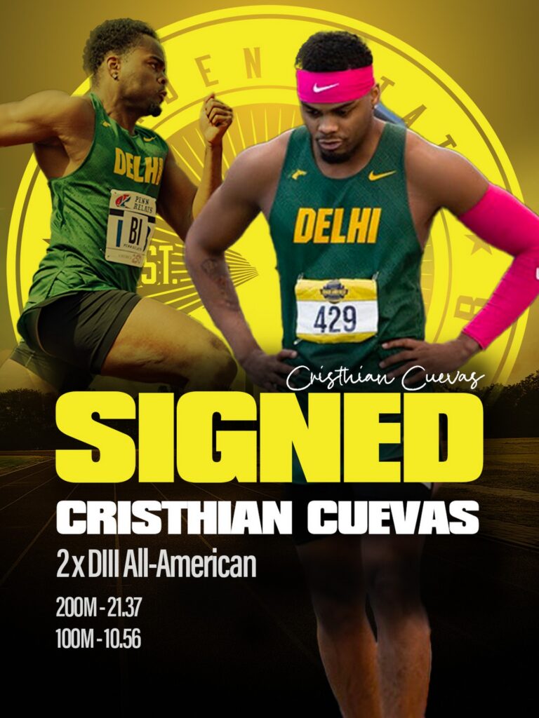 We are excited to welcome the talented Cristhian Cuevas, a proud @sunydelhixc_tf alum, to the sprint squad!